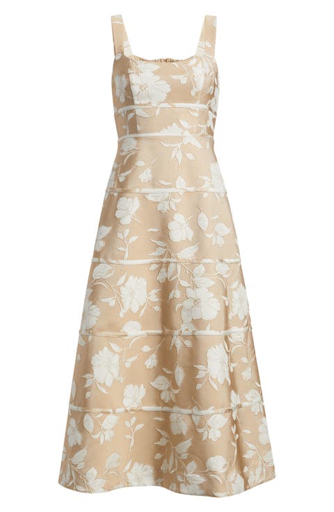 Floral Jacquard A-Line Dress