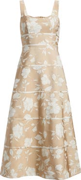 Anne Klein Floral Jacquard A-Line Dress