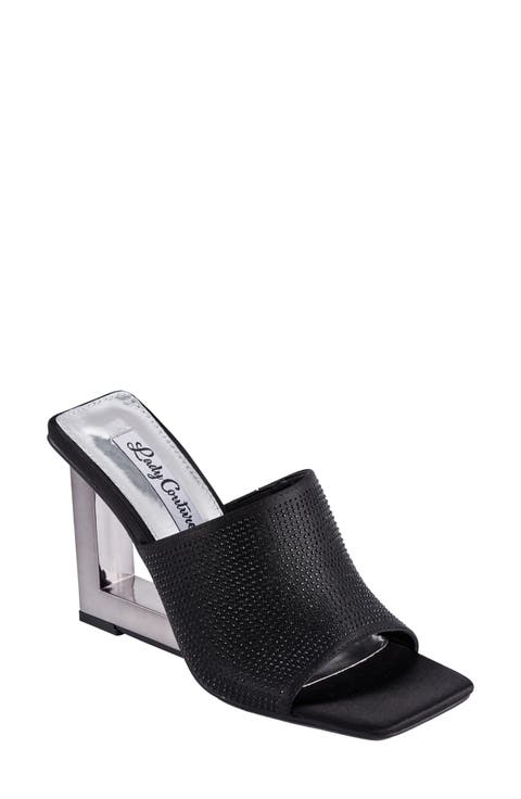 Rhinestone Wedge Slide Sandal (Women)