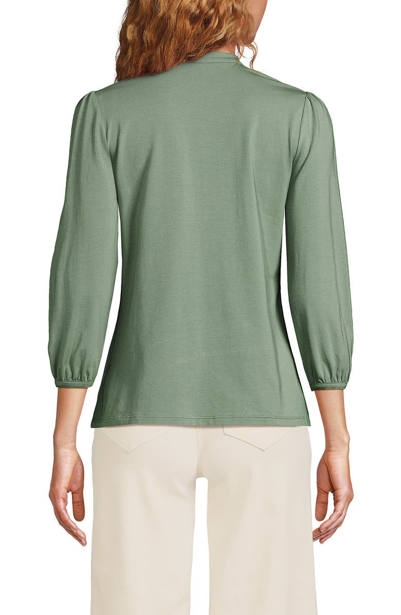 Lands
End Lightweight Jersey Button Pintuck Top, Alternate, color, Lily Pad Green