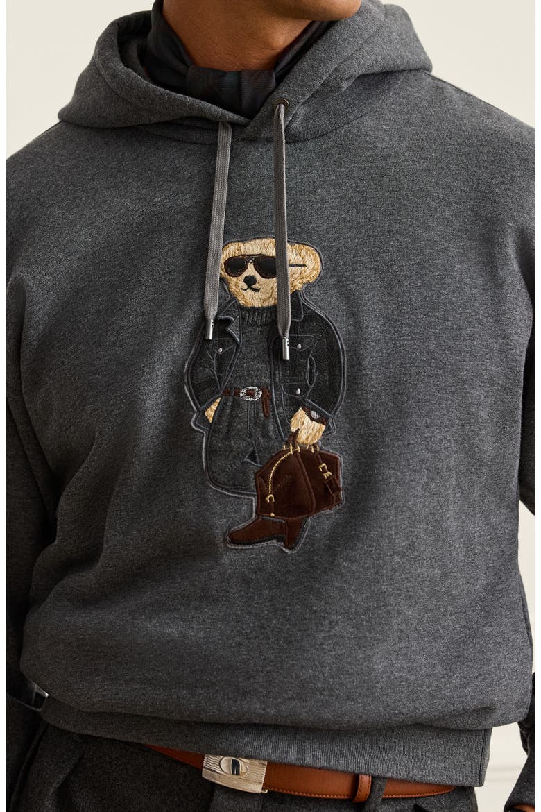 Felpa Bear Appliqué Cotton & Cashmere Hoodie, Alternate, color, MEDIUM GREY MELANGE