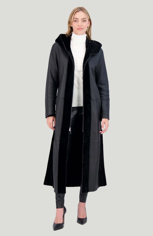 Gorski Reversible Textured Shearling Lamb Coat In Black