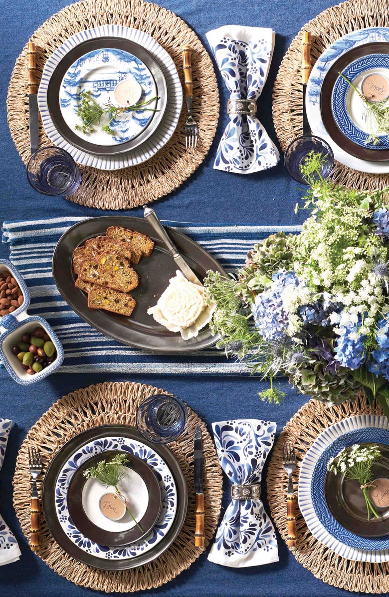 Juliska Set of 4 Iberian Journey Cotton Napkins, Alternate, color, Indigo Blue