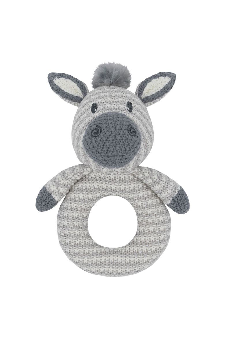 Whimsical Knit Rattle - Zac Zebra, Main, color, White