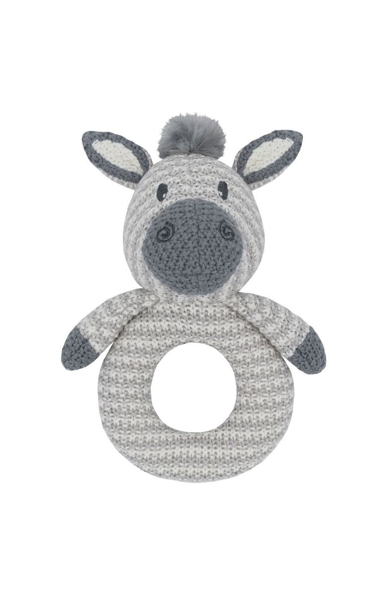 Living Textiles Whimsical Knit Rattle - Zac Zebra, Main, color, White