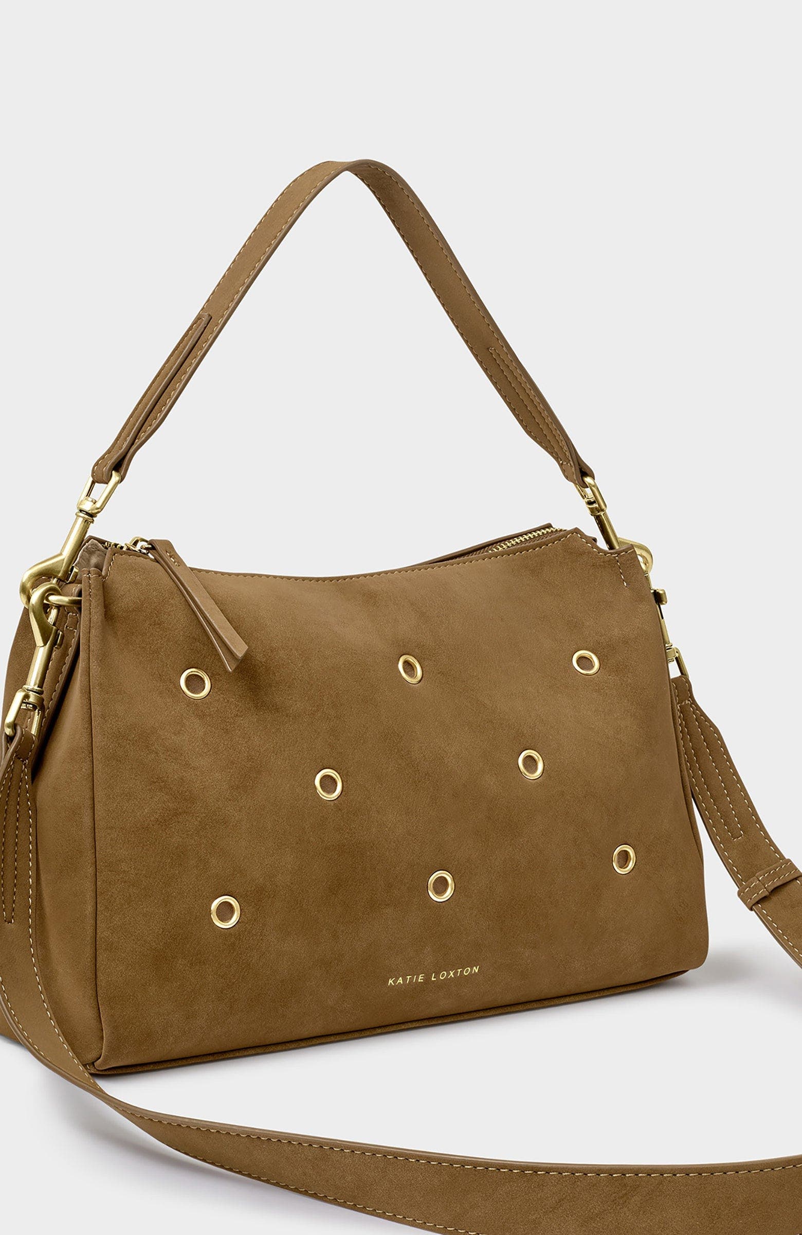 Katie Loxton Alize Shoulder Bag, Alternate, color, Caramel Suedette