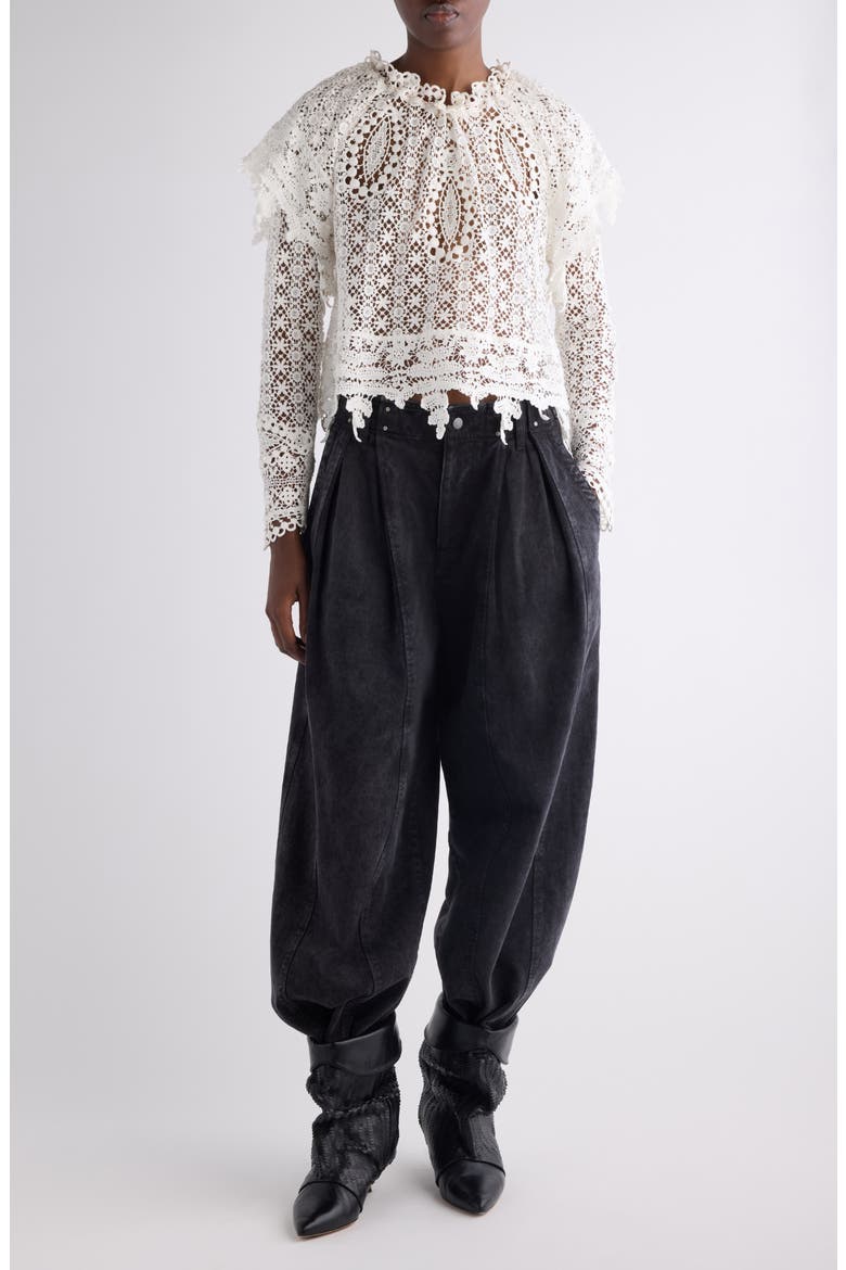 Hyliana Crop Cotton Lace Top, Alternate, color, WHITE