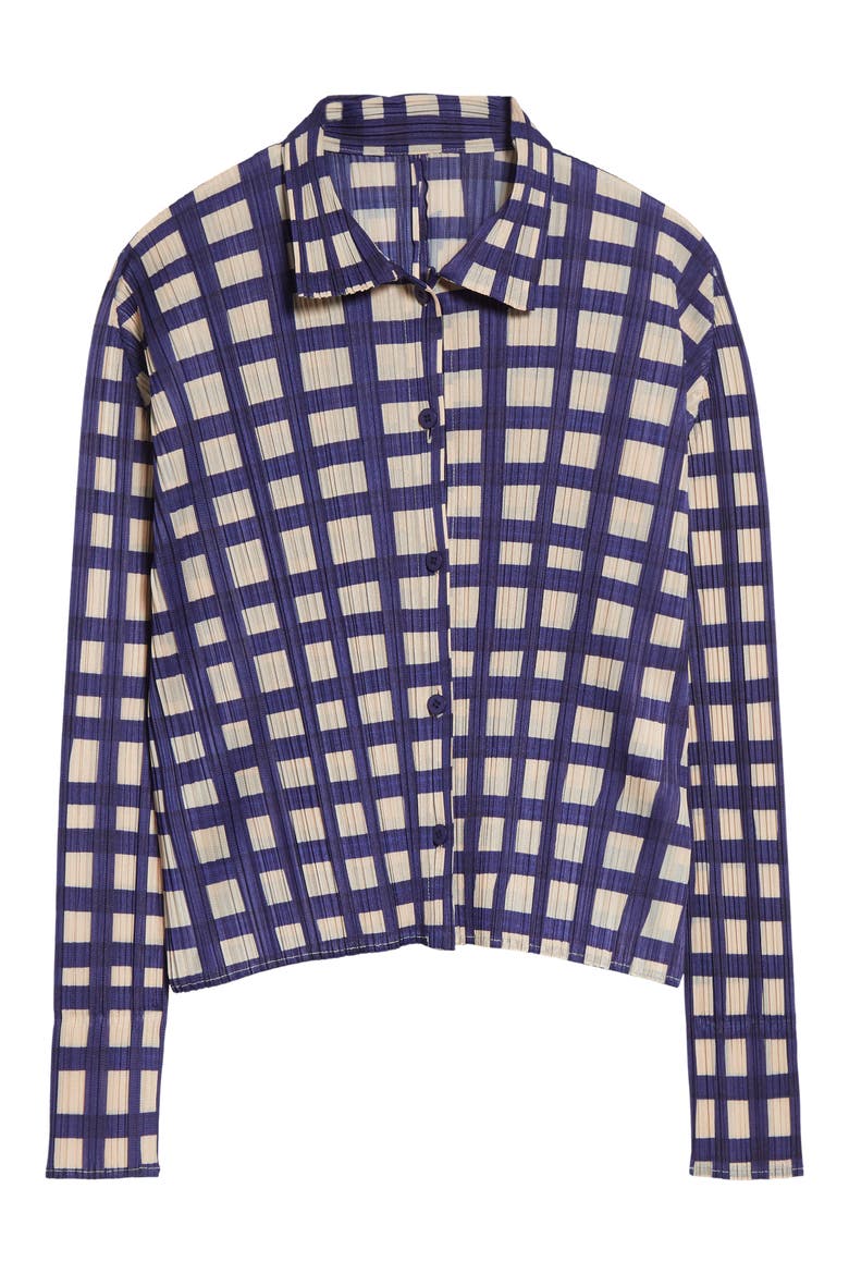 Basket Print Pleated Cardigan, Alternate, color, NAVY