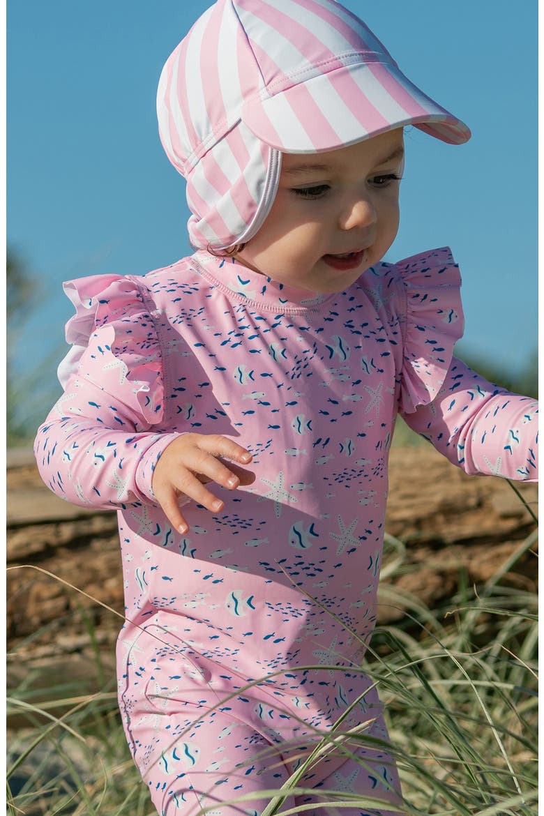 Kids' Stripe Floating Flap Hat, Alternate, color, PINK