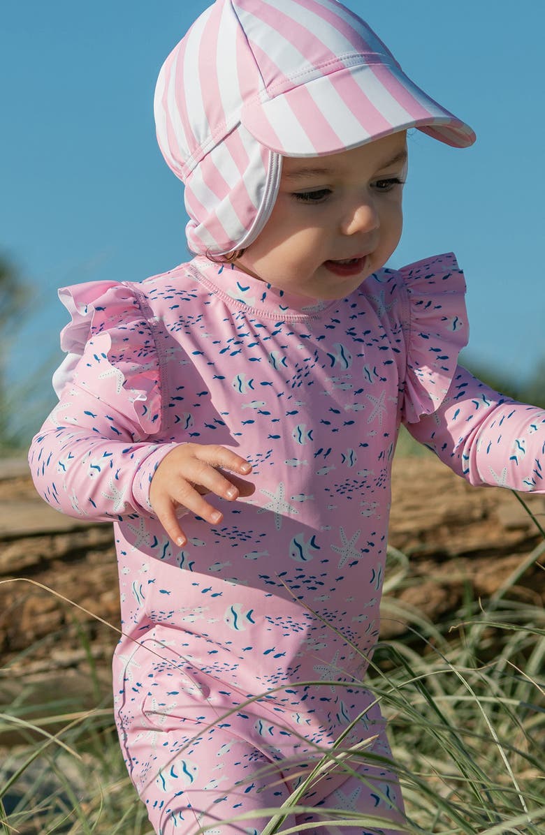 Snapper Rock Kids' Stripe Floating Flap Hat, Alternate, color, Pink