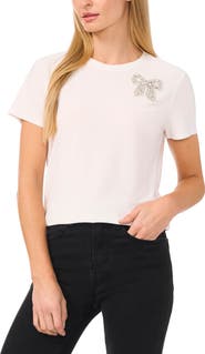 CeCe Embellished Bow T-Shirt