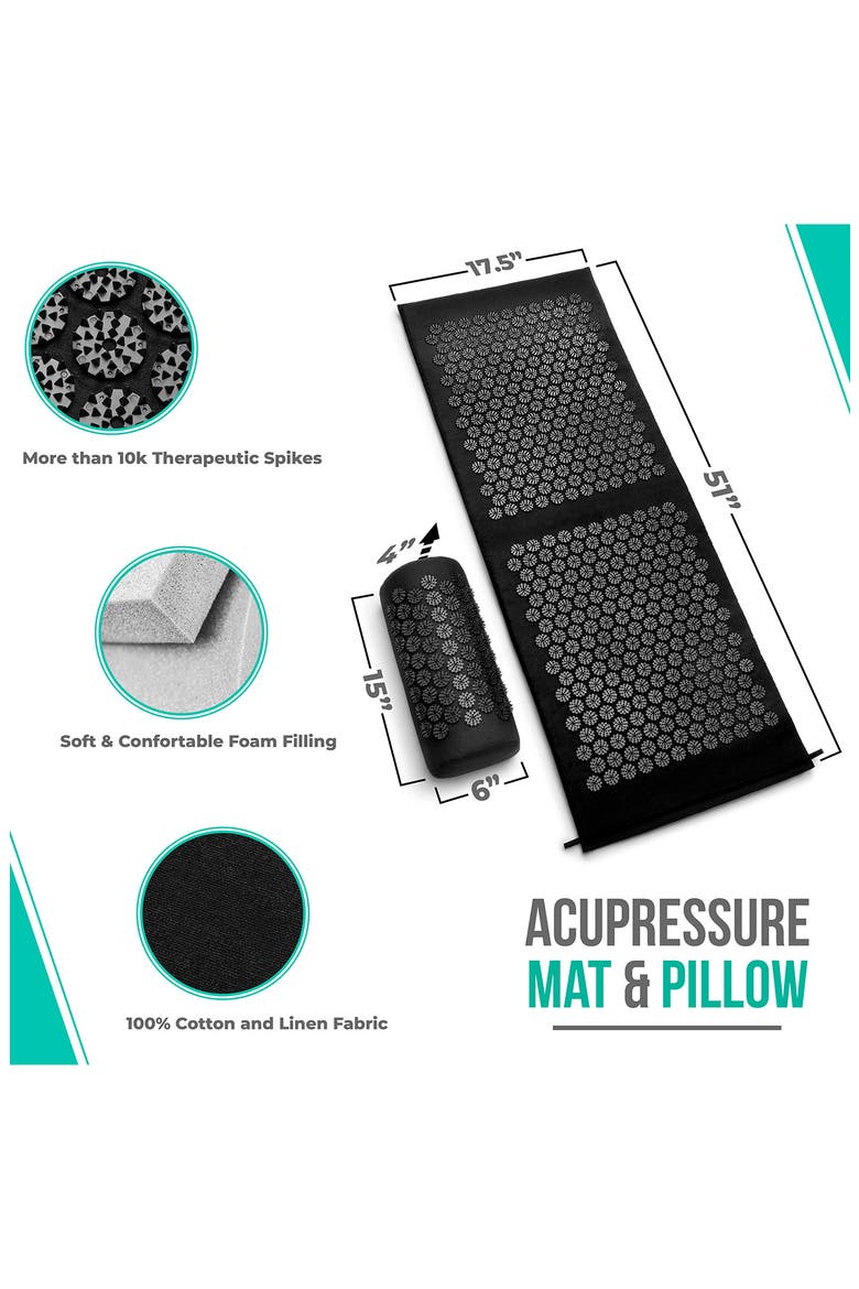 51-Inch Acupressure Mat & Pillow Set, Alternate, color, BLACK