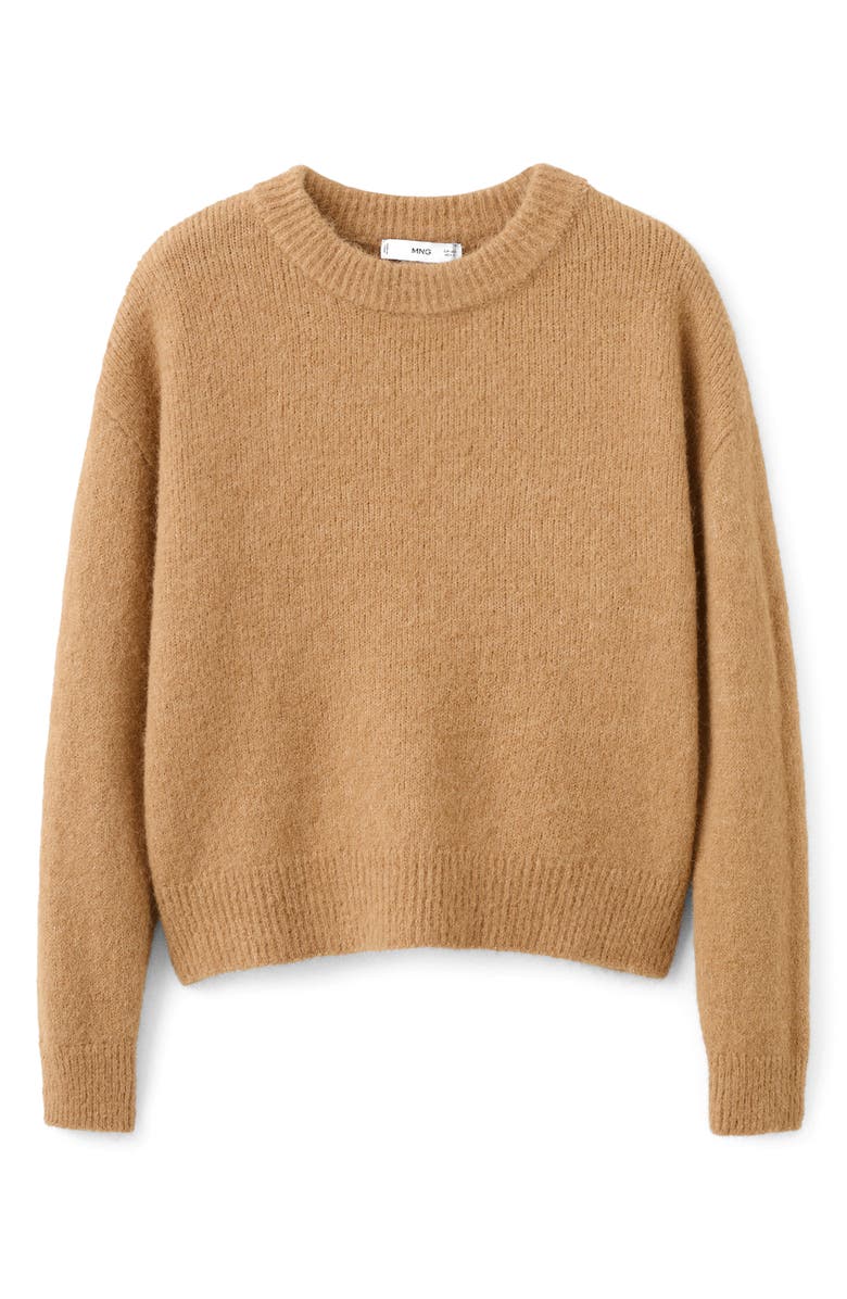 MANGO Crewneck Sweater, Alternate, color, Medium Brown
