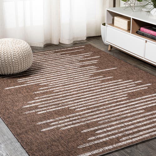 Jonathan Y Zolak Berber Stripe Geometric Indoor/outdoor Area Rug In Brown/beige