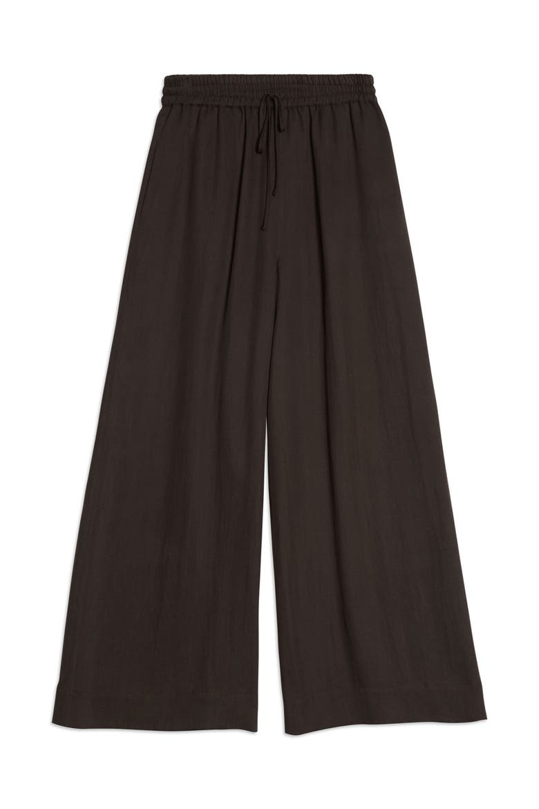Relaxed Tencel Wide-Leg Trousers, Alternate, color, Chocolate
