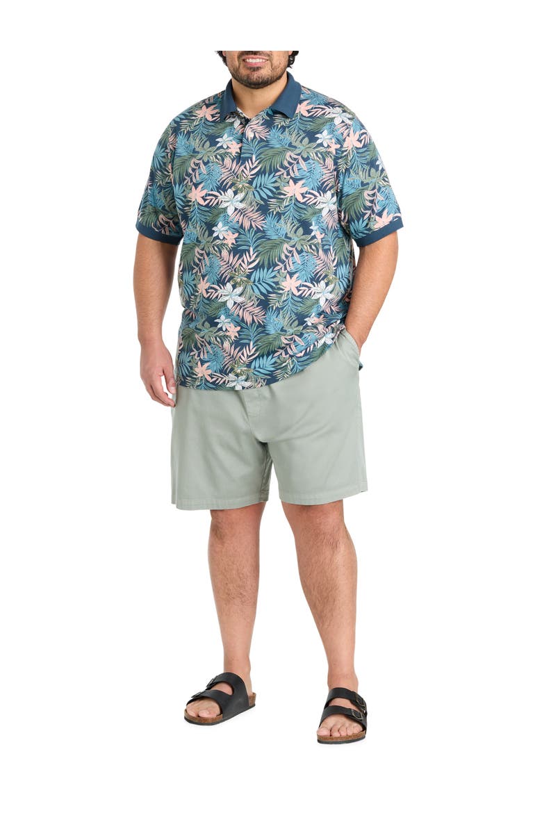 Big & Tall Tropical Print Polo Shirt, Alternate, color, BIG DIPPER