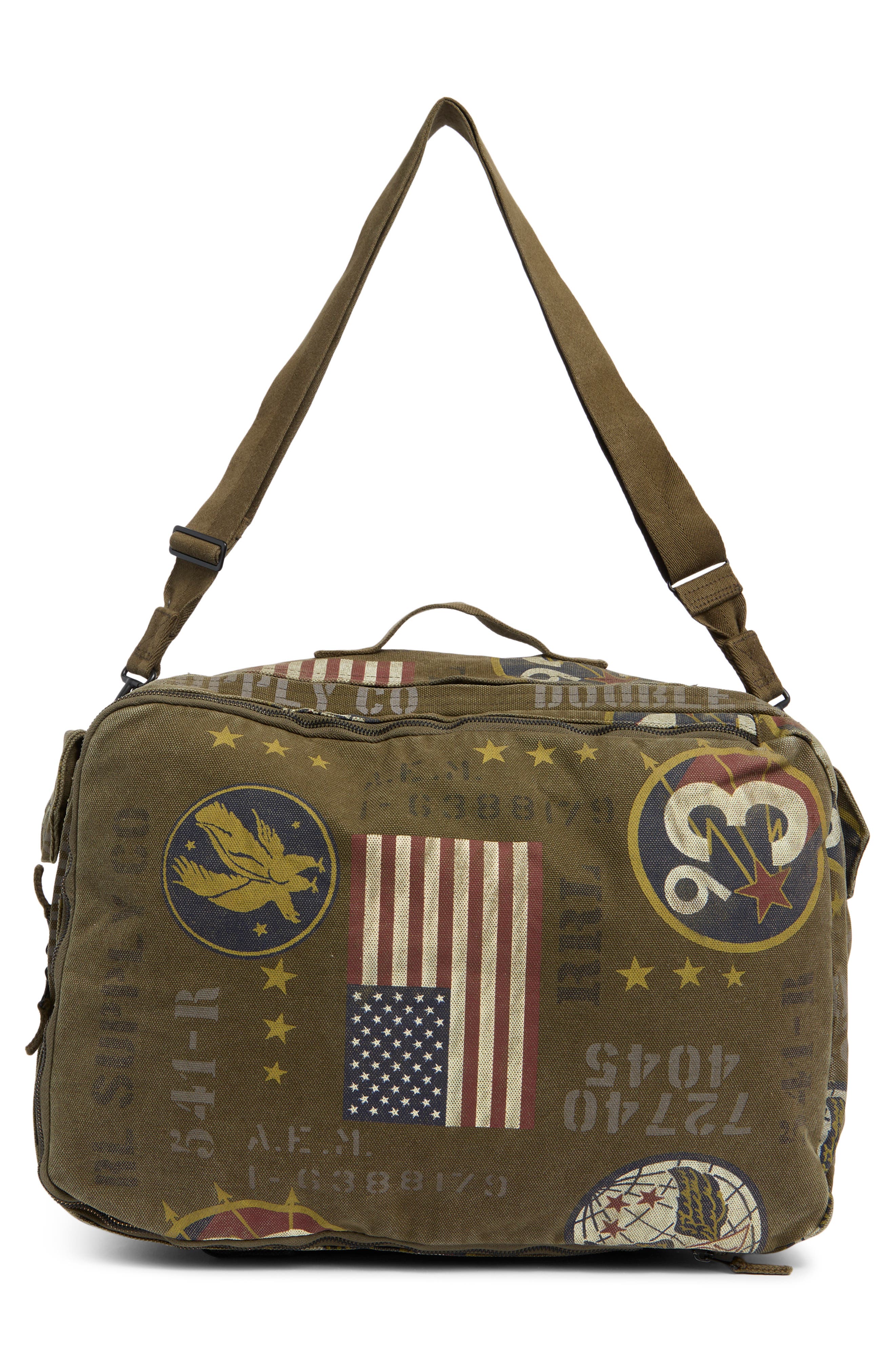 Double RL Canvas Graphic Backpack, Alternate, color, Olive Drab/ Multi