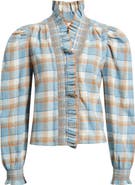 LOVE THE LABEL Zuri Ruffle Trim Cotton Button-Up Top