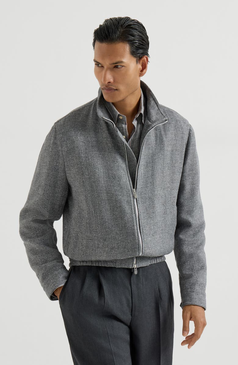 Brunello Cucinelli Outerwear jacket with stand collar, Main, color, Medium Grey