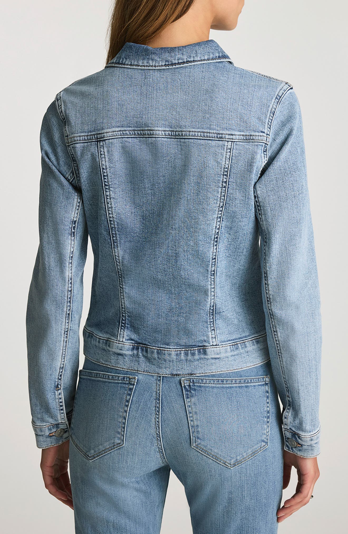 Samantha Crop Denim Trucker Jacket - image 2