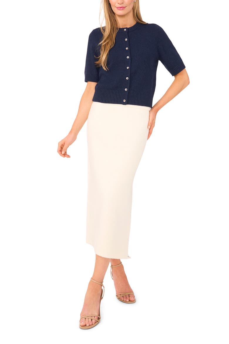 Short Sleeve Sweater, Alternate, color, HEATHER NAVY