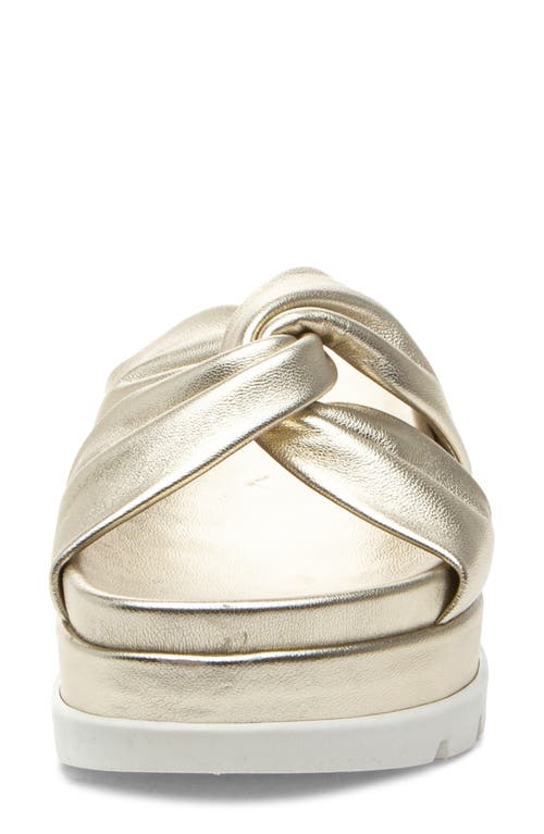 Jslides Bright Platform Slide Sandal In Lt Gold