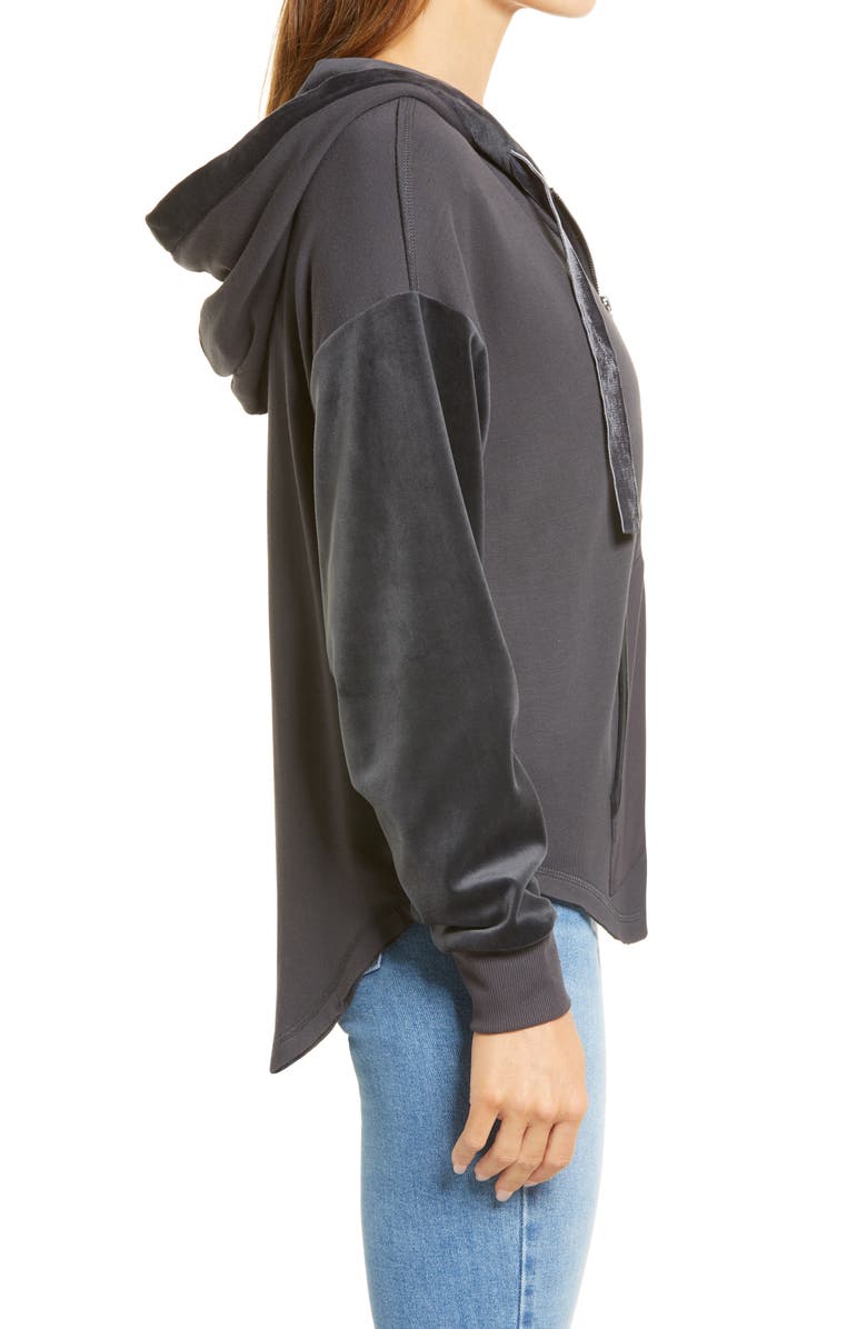 Wit & Wisdom Mixed Media Shirttail Hem Hoodie, Alternate, color,