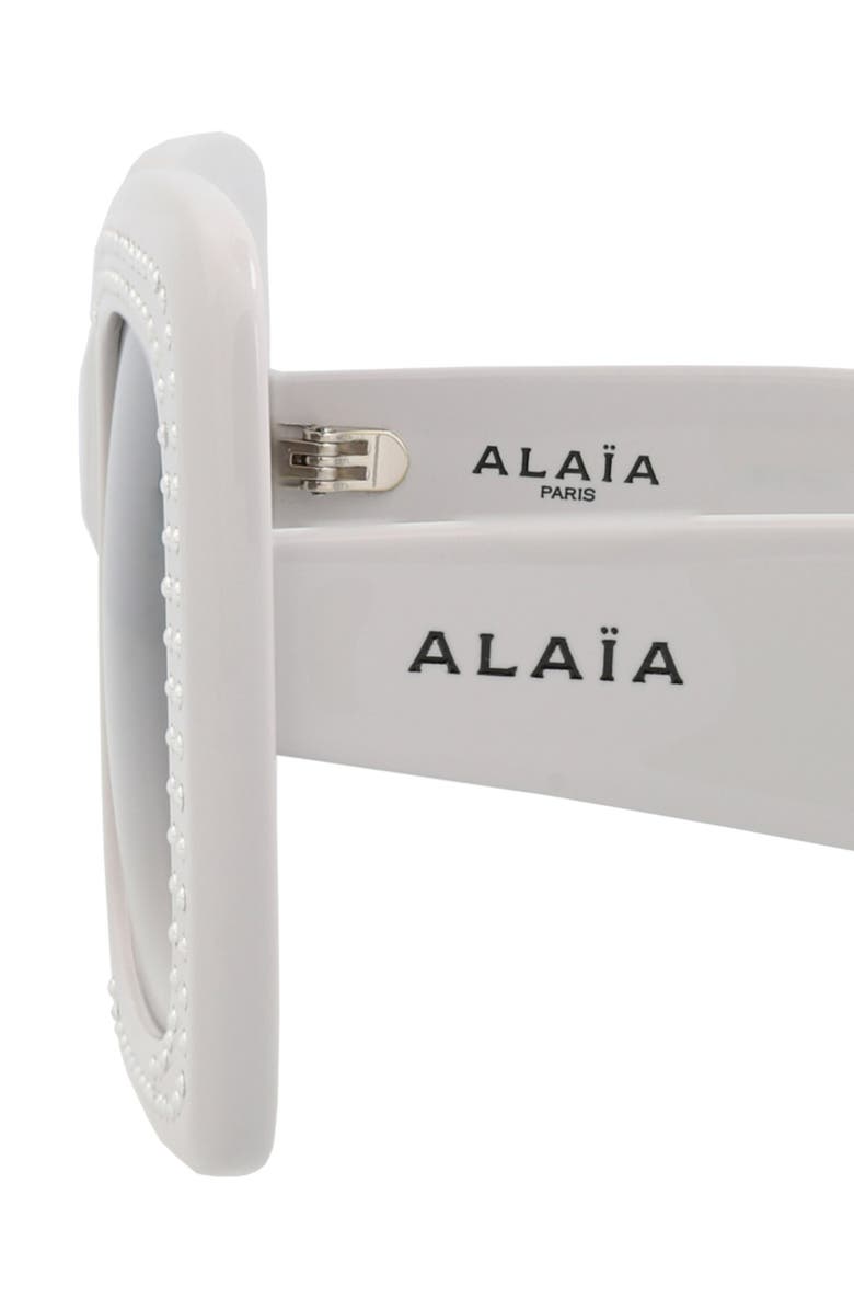 Alaïa 52mm Novelty Square Sunglasses, Alternate, color, Grey Grey Grey