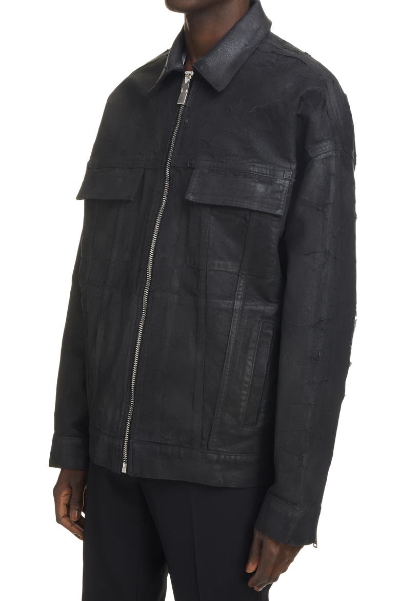 Crackled Coated Denim Jacket, Alternate, color, 001-BLACK