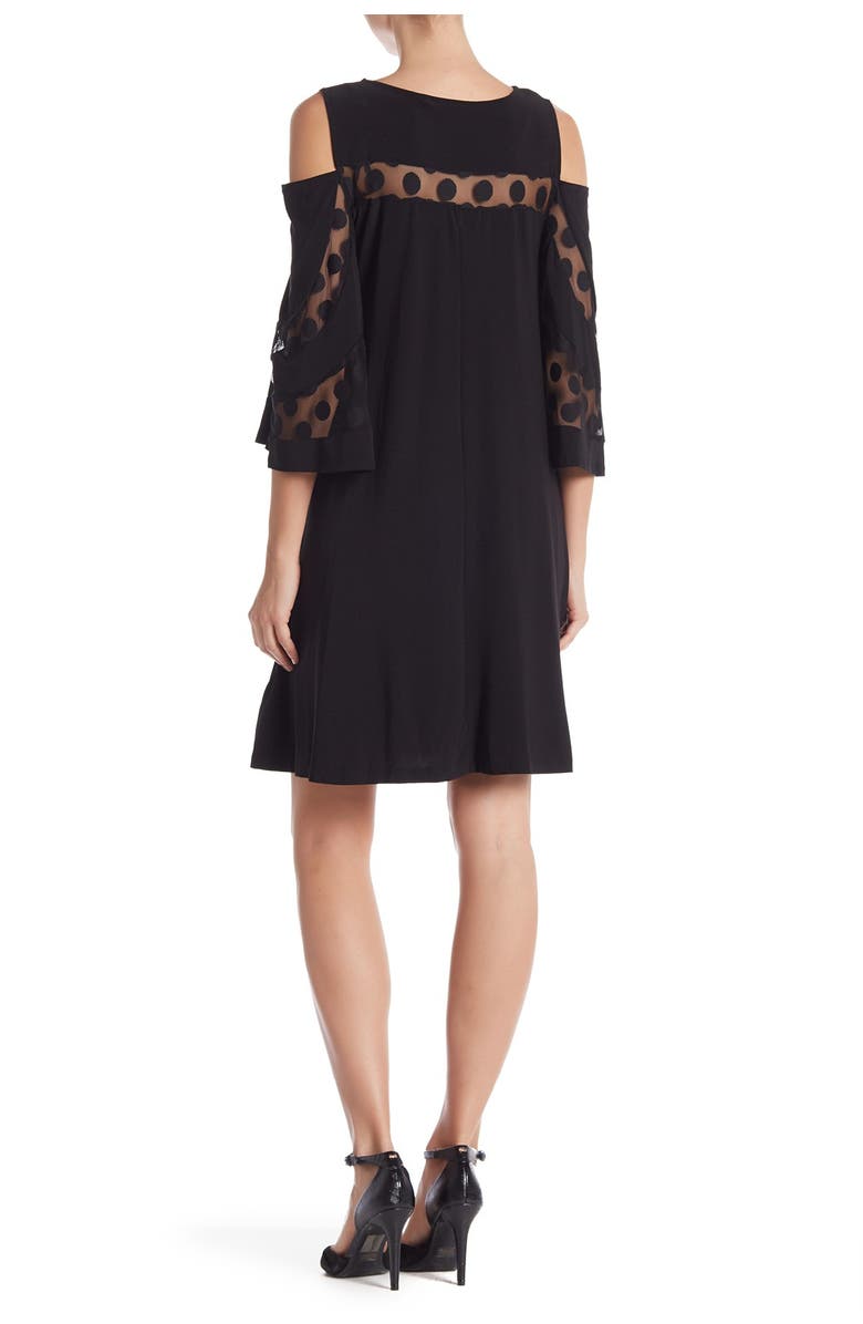 Nina Leonard Cold Shoulder Mesh Dress, Alternate, color, 