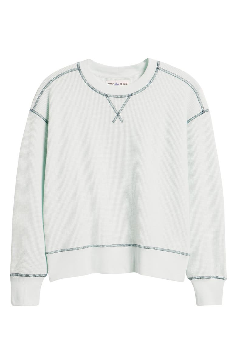 CITY BLUES Contrast Stitch Waffle Knit Sweatshirt, Alternate, color, Mint