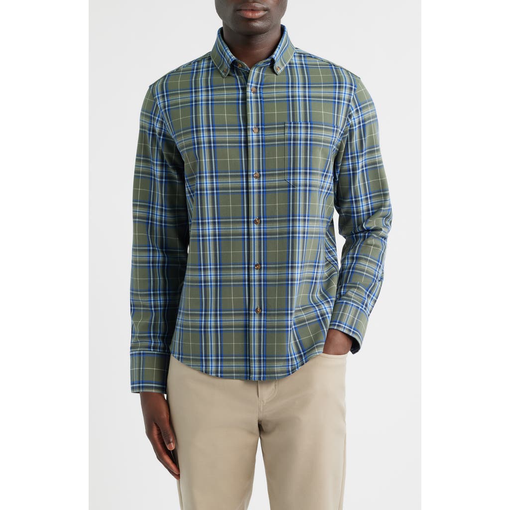 Mizzen+Main City Trim Fit Plaid Flannel Button-Down Shirt in Olive Thomas Plaid  product