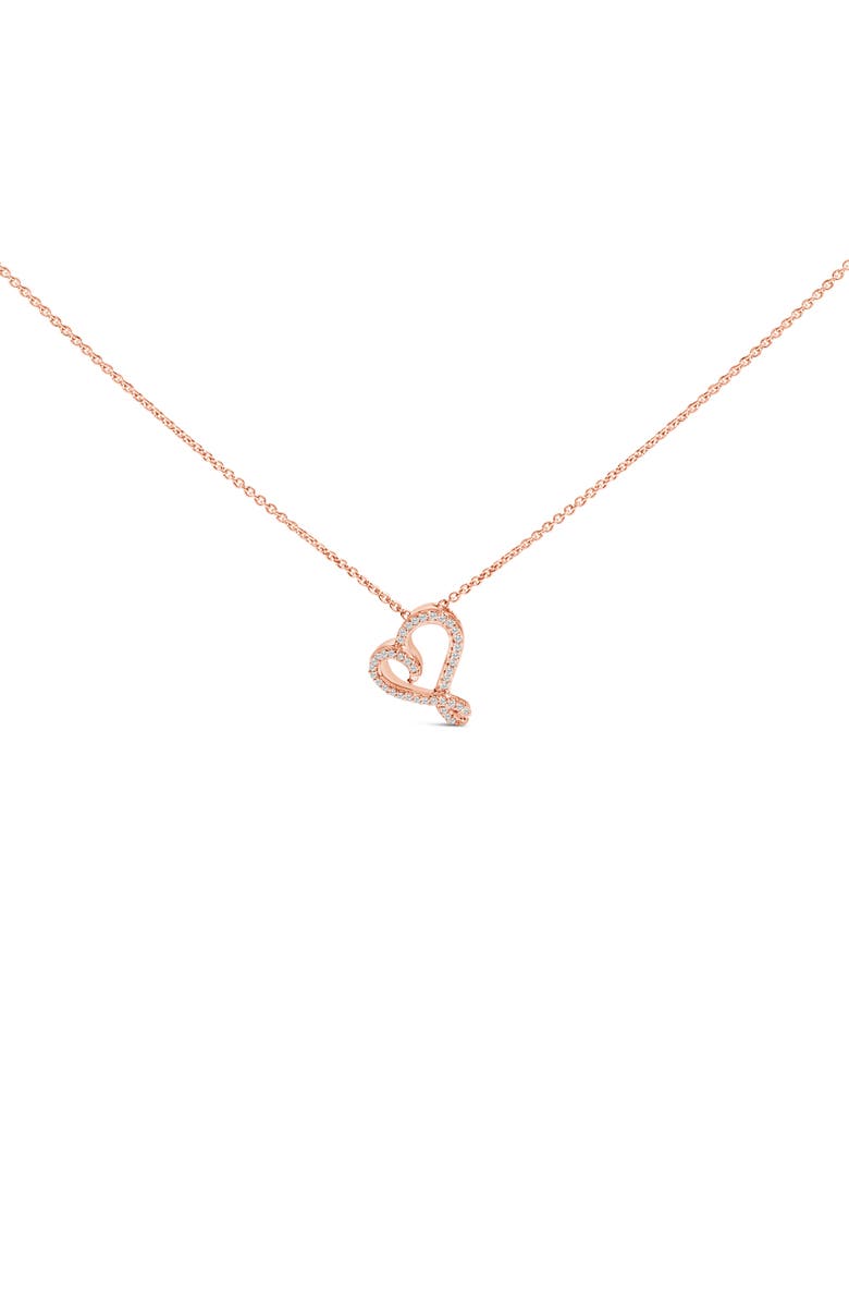 Haus of Brilliance 14k Rose Gold Plated Silver 1/10 Cttw Diamond Open Heart Pendant Necklace, Main, color, White Gold Over Silver