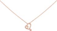 Haus of Brilliance 14k Rose Gold Plated Silver 1/10 Cttw Diamond Open Heart Pendant Necklace