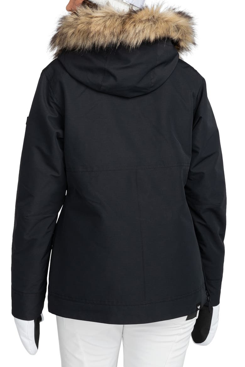 Shelter Hooded Snow Jacket with Removable Faux Fur Trim, Alternate, color, TRUE BLACK