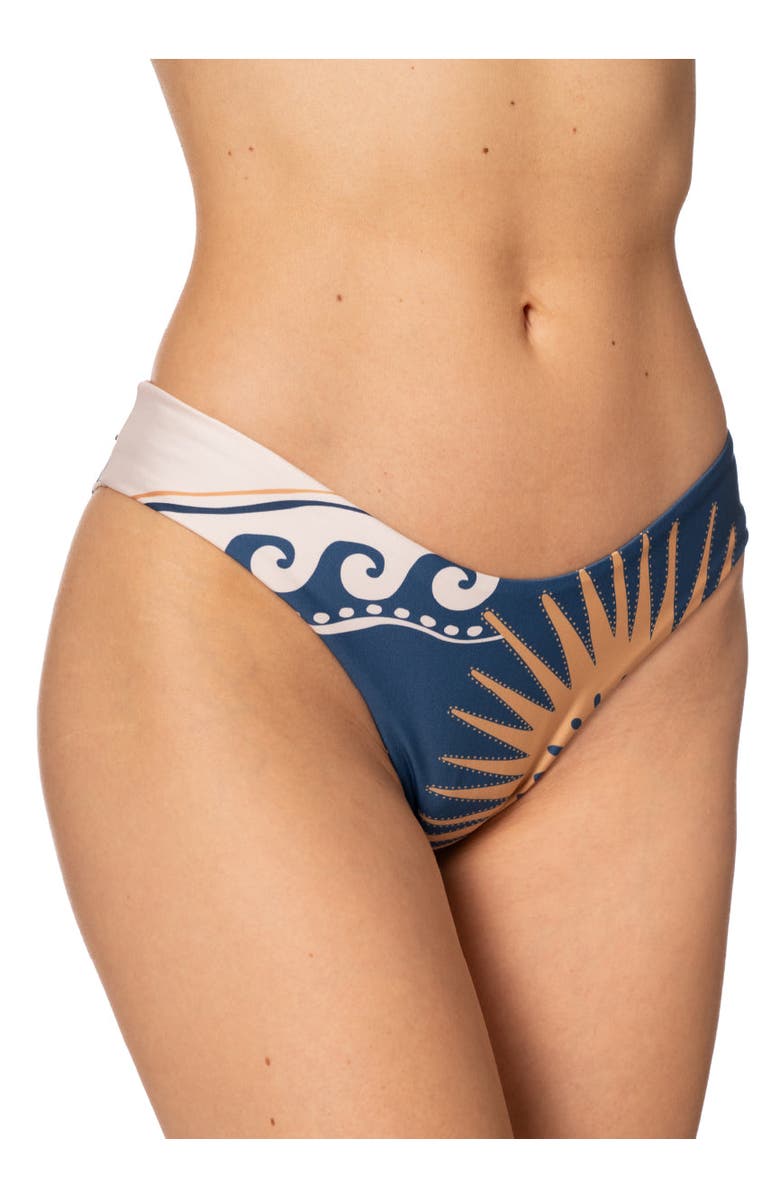 KIBYS Sacred Sun Laila Moderate High Leg Bottom, Alternate, color, Navy Blue Print