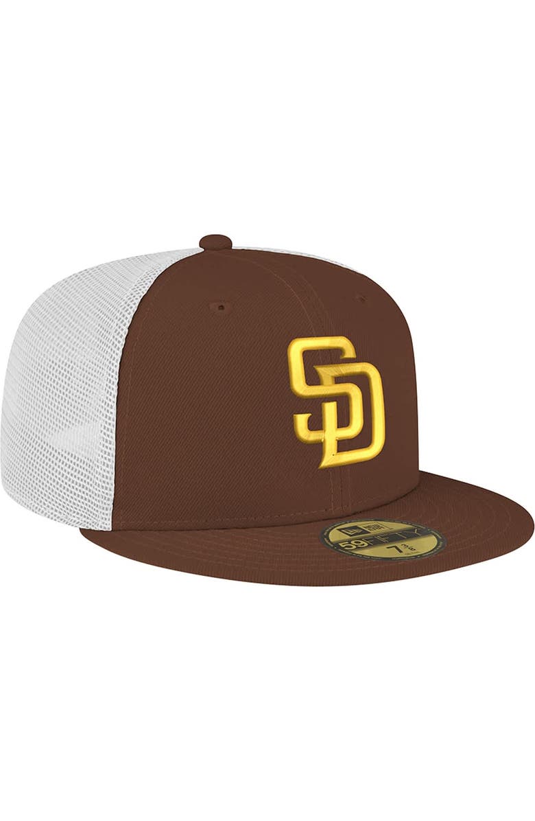 New Era Men's New Era Brown San Diego Padres Team Color 59FIFTY Trucker Fitted Hat, Alternate, color,