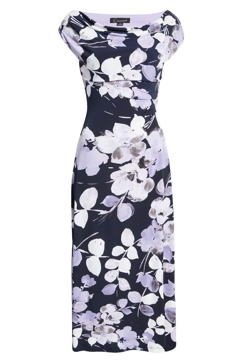 Floral Drape Neck Dress, Alternate, color, DUSTY LAVENDER