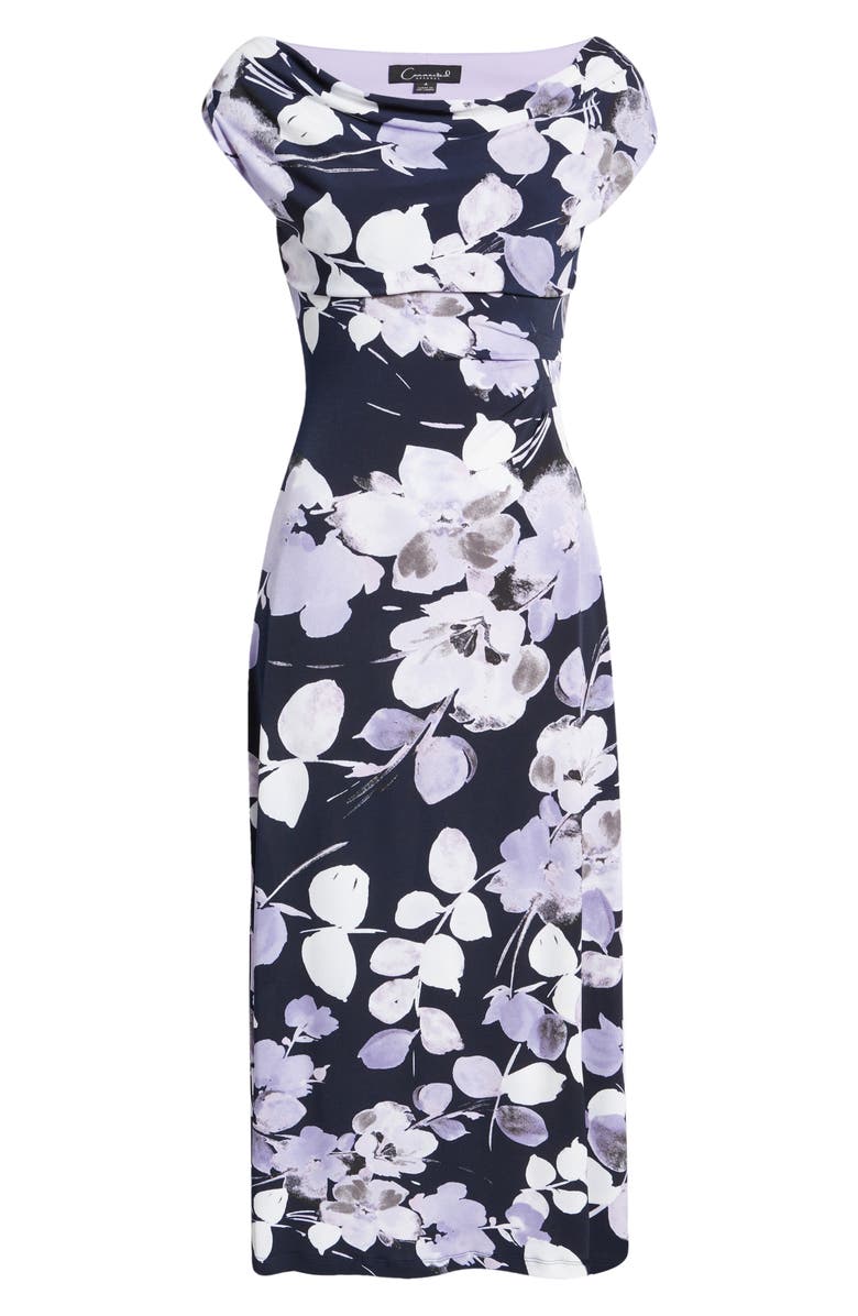 Connected Apparel Floral Drape Neck Dress, Alternate, color,