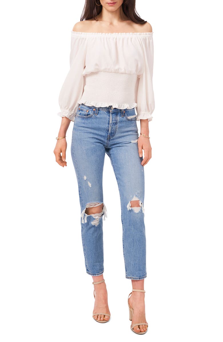 1.STATE Off the Shoulder Crepe Blouse, Alternate, color, 