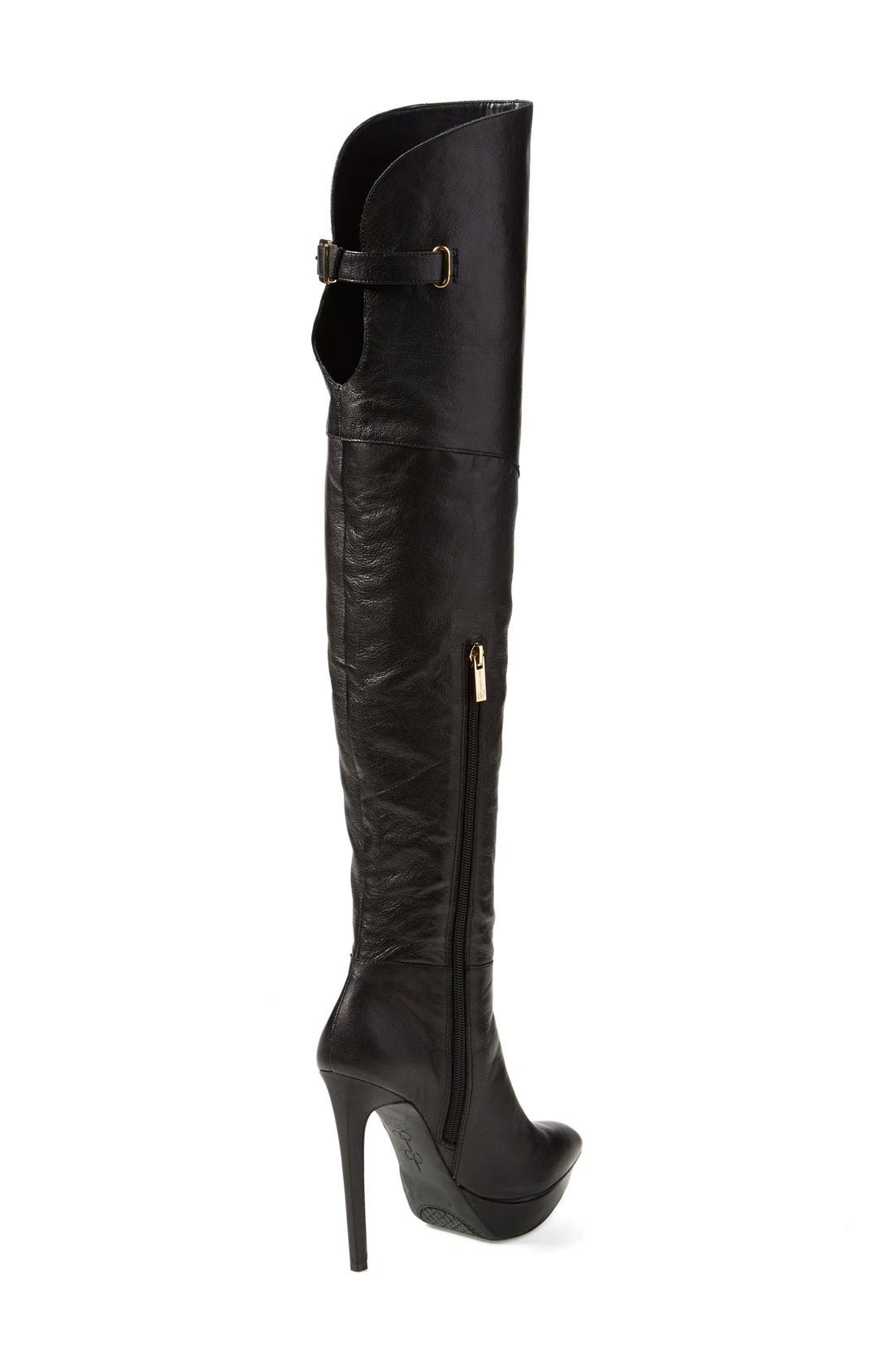 'Valentia' Over the Knee Platform Boot, Alternate, color, BLACK