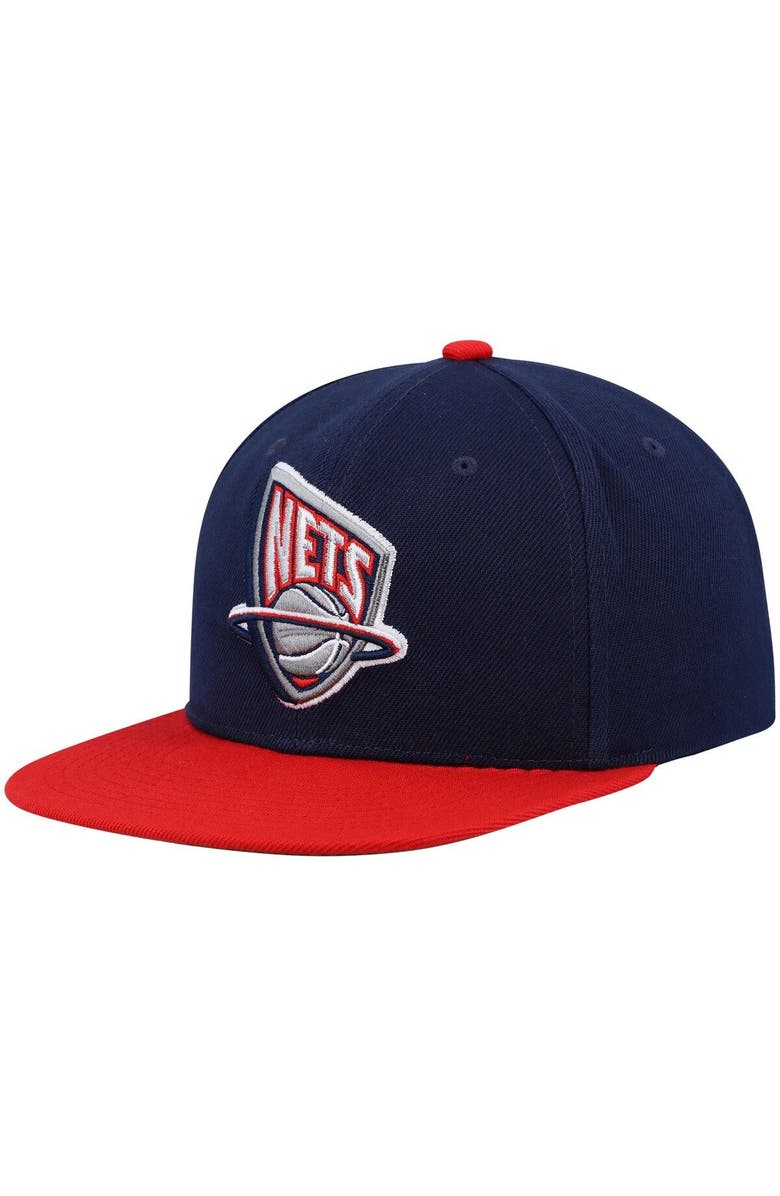 Mitchell & Ness Men's Mitchell & Ness Navy/Red New Jersey Nets Hardwood Classics Core Side Snapback Hat, Alternate, color,