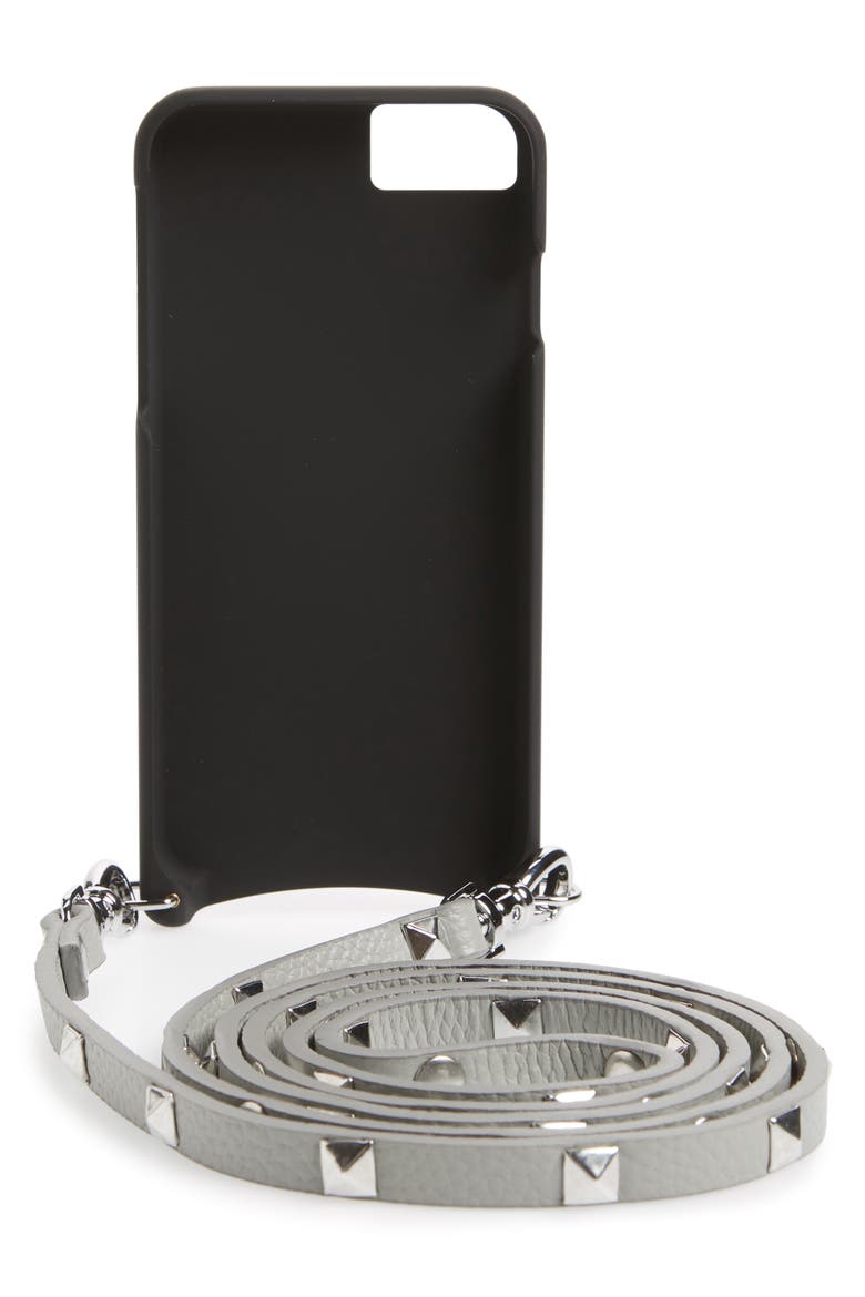 Sarah Leather iPhone 6/7/8 & 6/7/8 Plus Crossbody Case, Alternate, color, LIGHT GREY/ SILVER