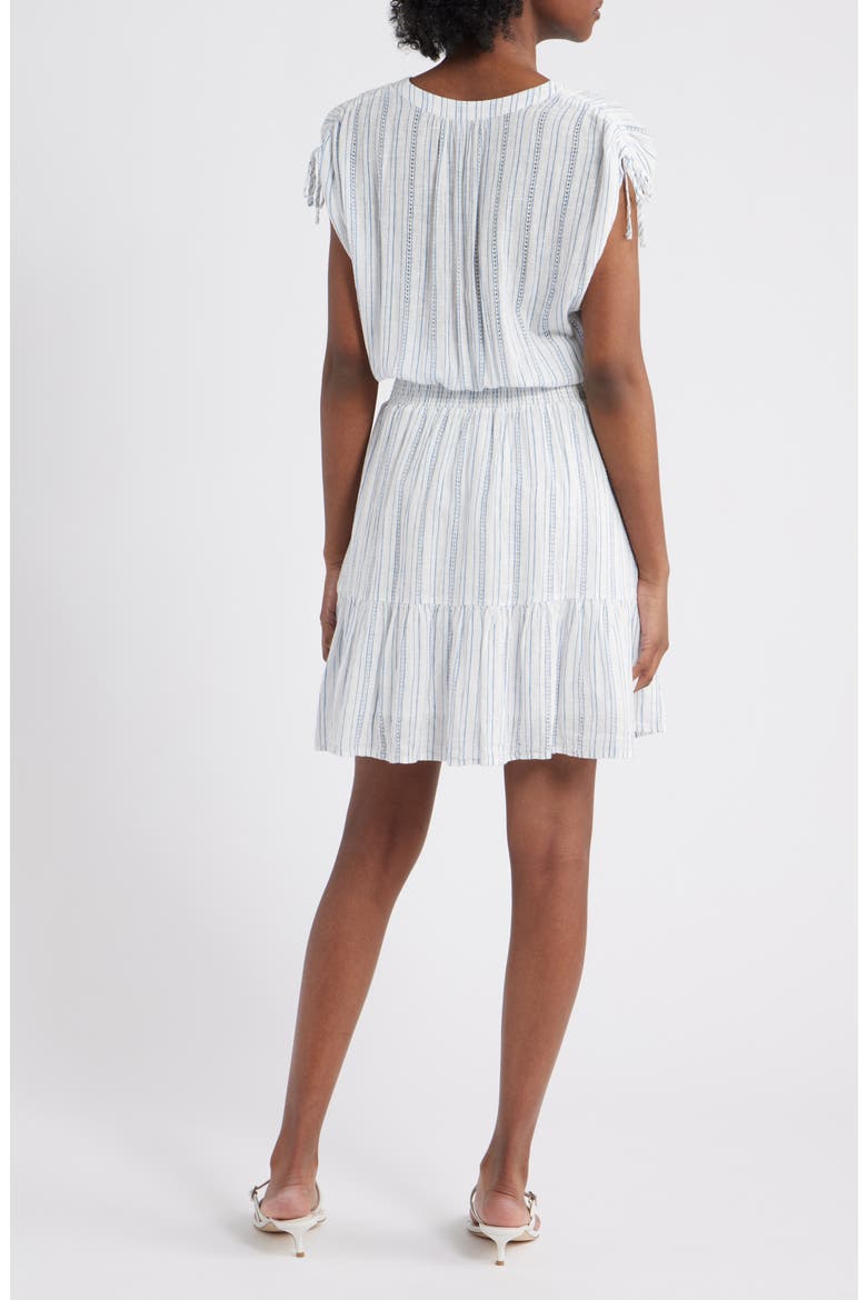 Samina Stripe Smocked Linen Blend Dress, Alternate, color, SONOMA STRIPE