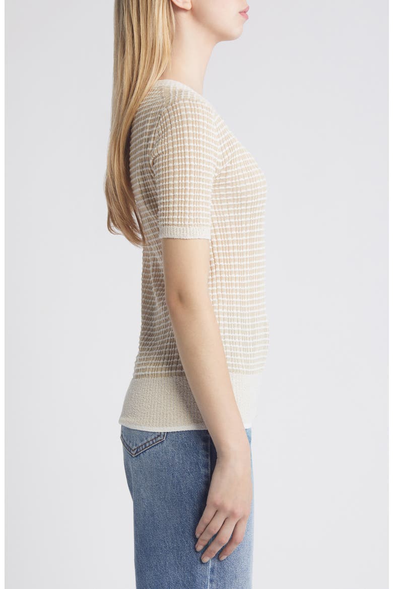 Kilee Stripe Short Sleeve Sweater, Alternate, color, TAUPE