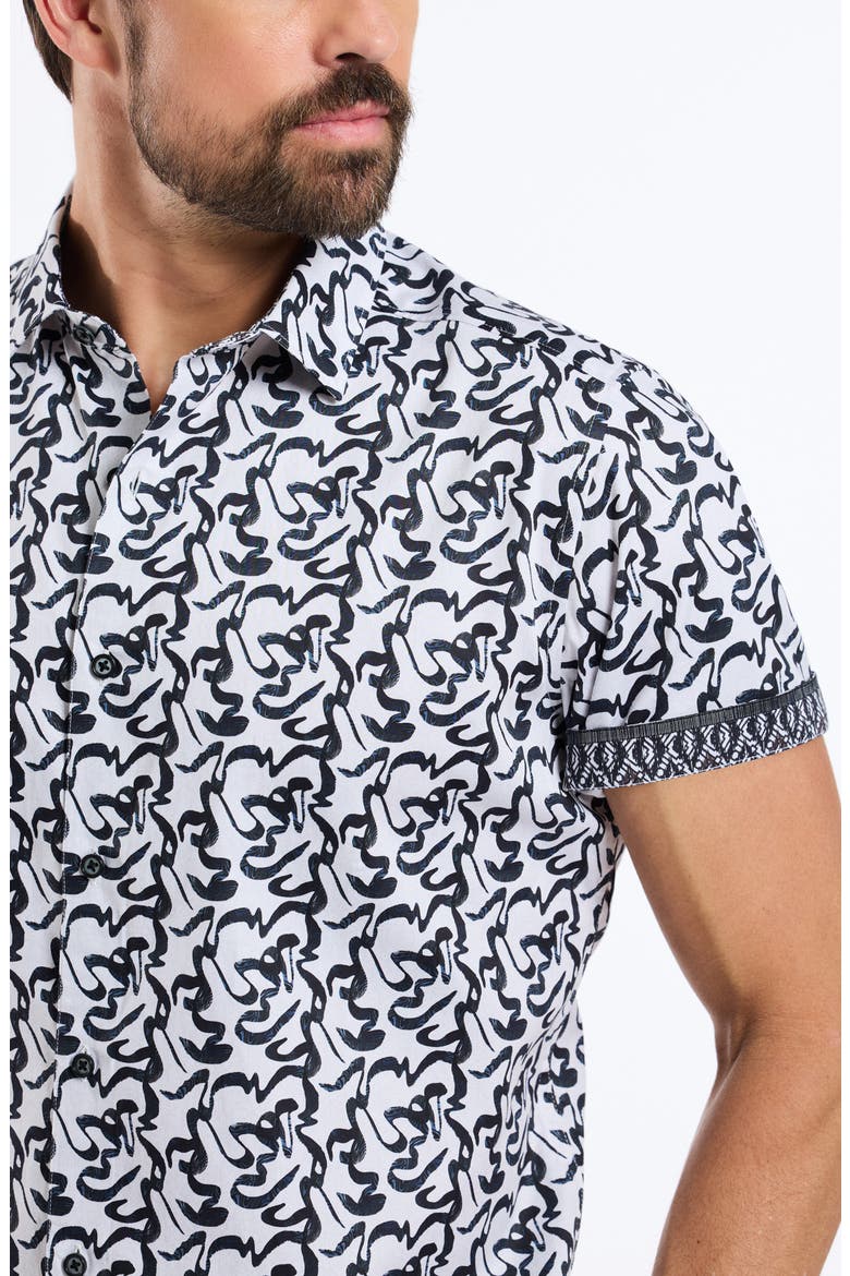 Short Sleeve Cotton Button-Up Shirt, Alternate, color, BLUE