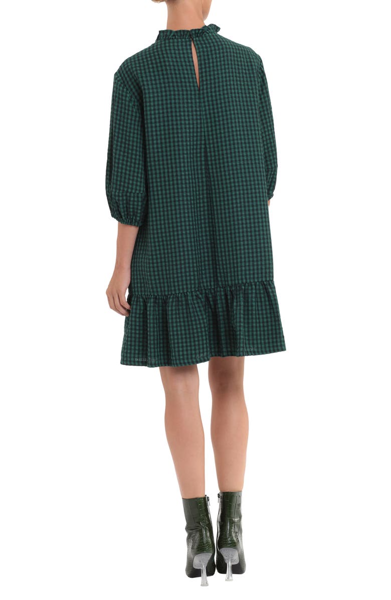 Donna Morgan Gingham Quarter Sleeve Hem Flounce Mini Dress, Alternate, color, 