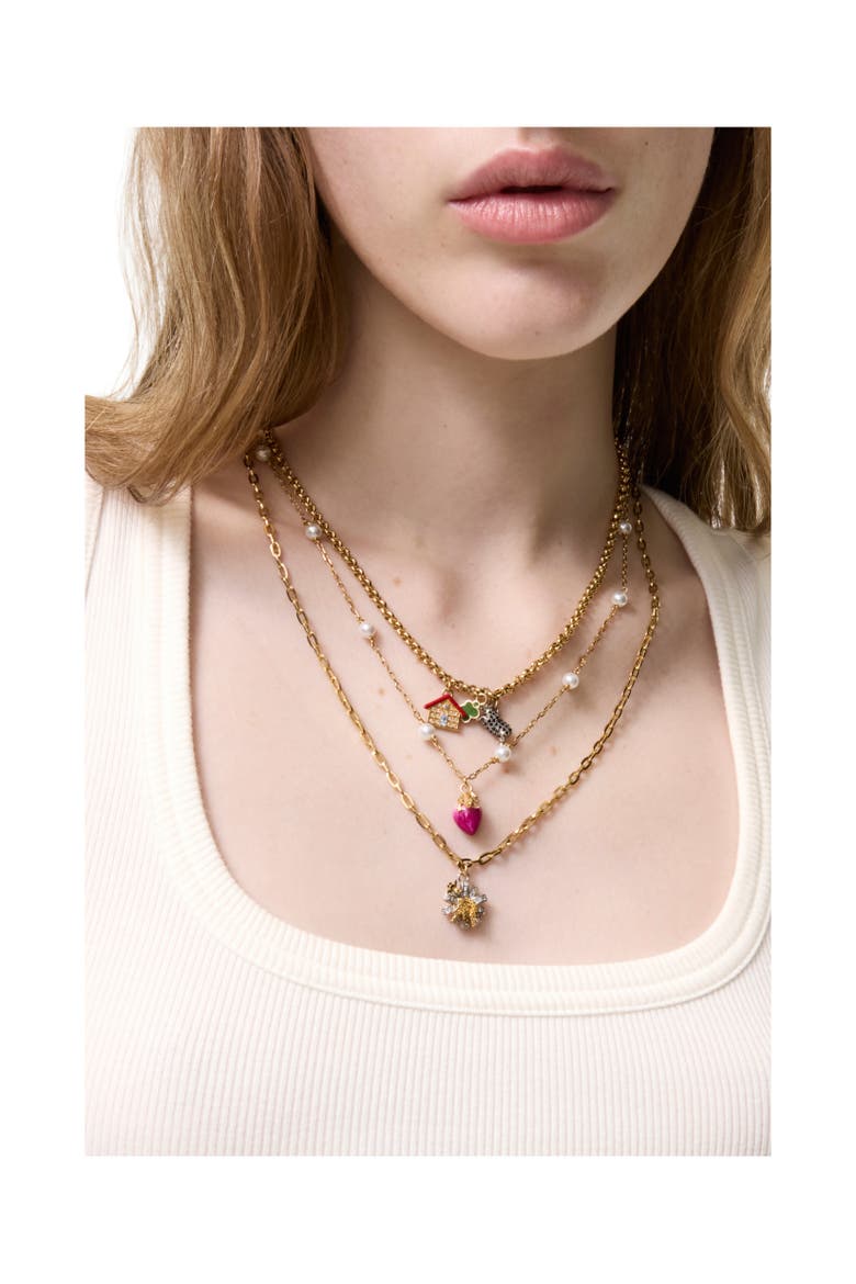 Multi-layered Charm Necklace, Alternate, color, Gold/silver/multicolour