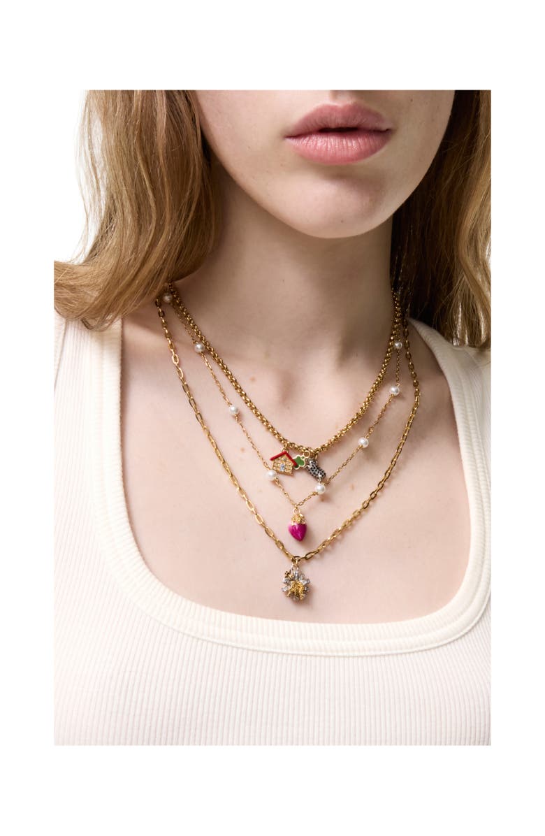 Burberry Multi-layered Charm Necklace, Alternate, color, Gold/Silver/Multicolour