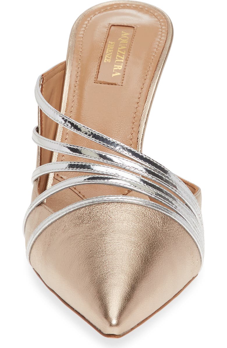 Aquazzura Aquazurra Minou Metallic Strappy Pointed Toe Mule, Alternate, color,
